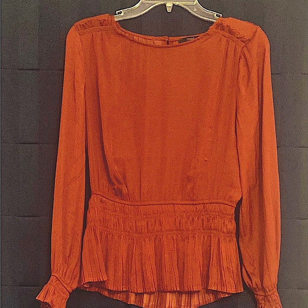 Beautiful rust colored silky blouse.